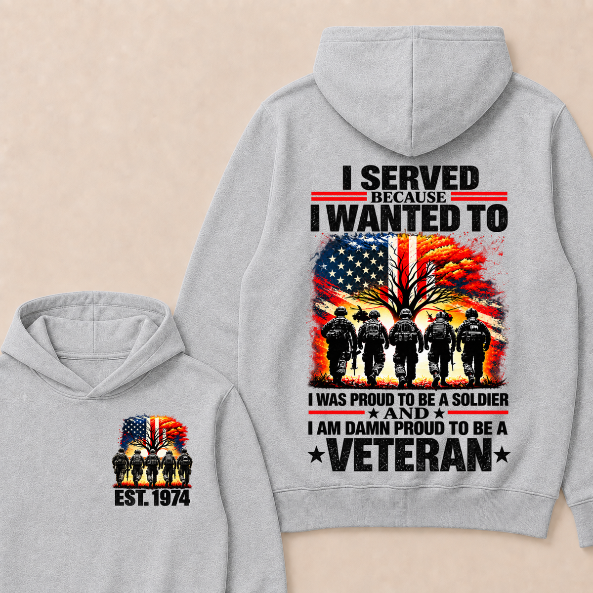 I Served Because I Wanted To I Was Proud To Be A Soldier And I Am Damn Proud To Be A Veteran Est. Year Hoodie