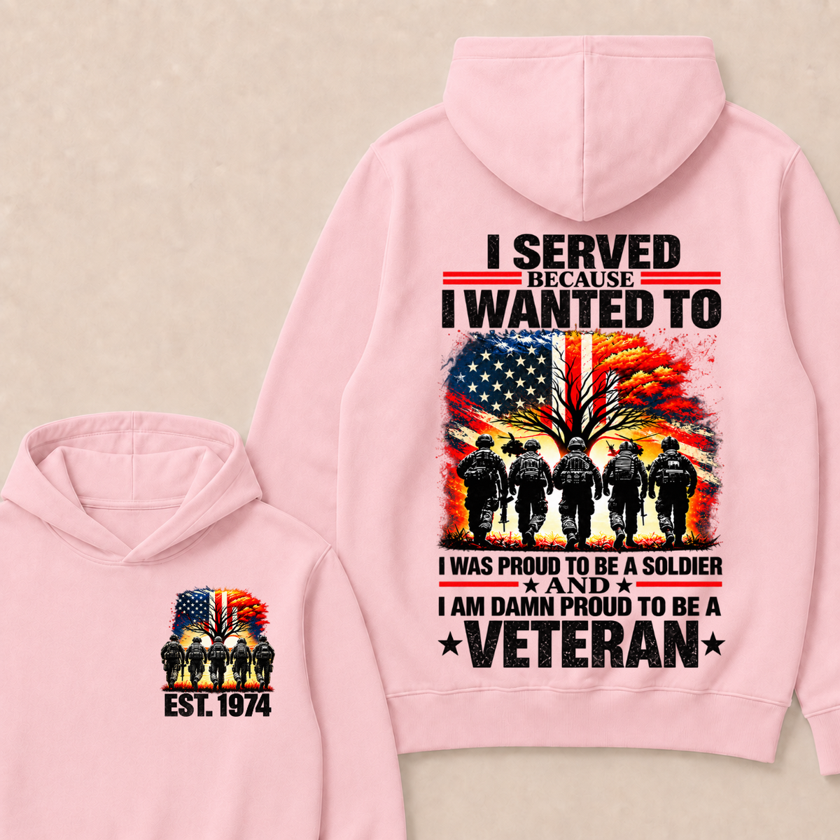 I Served Because I Wanted To I Was Proud To Be A Soldier And I Am Damn Proud To Be A Veteran Est. Year Hoodie