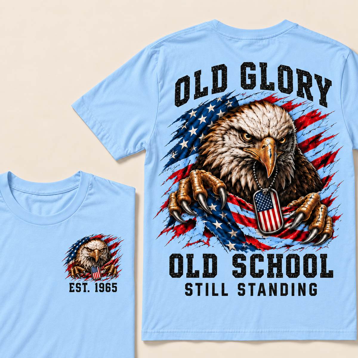 I May Be Old But I Got To See America Gen X EST.Year Patriotic Eagle American Flag T-Shirt