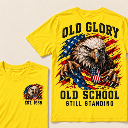 I May Be Old But I Got To See America Gen X EST.Year Patriotic Eagle American Flag T-Shirt