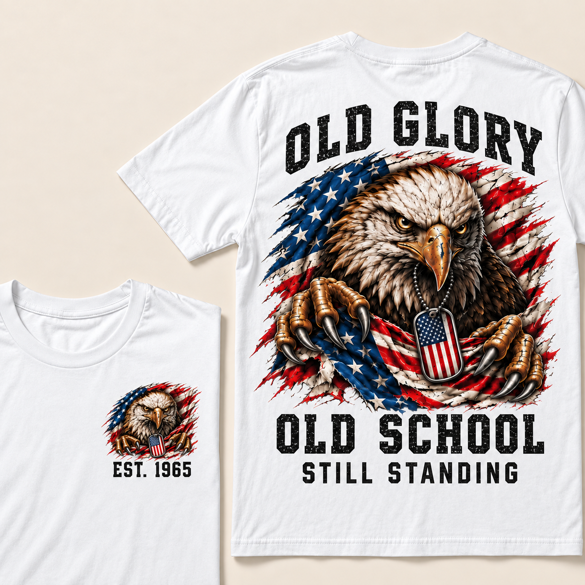 I May Be Old But I Got To See America Gen X EST.Year Patriotic Eagle American Flag T-Shirt