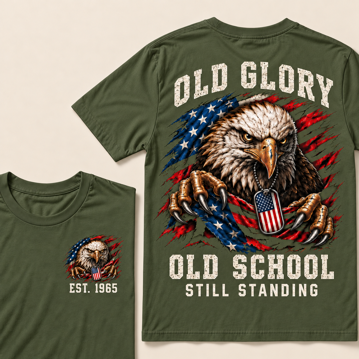 I May Be Old But I Got To See America Gen X EST.Year Patriotic Eagle American Flag T-Shirt