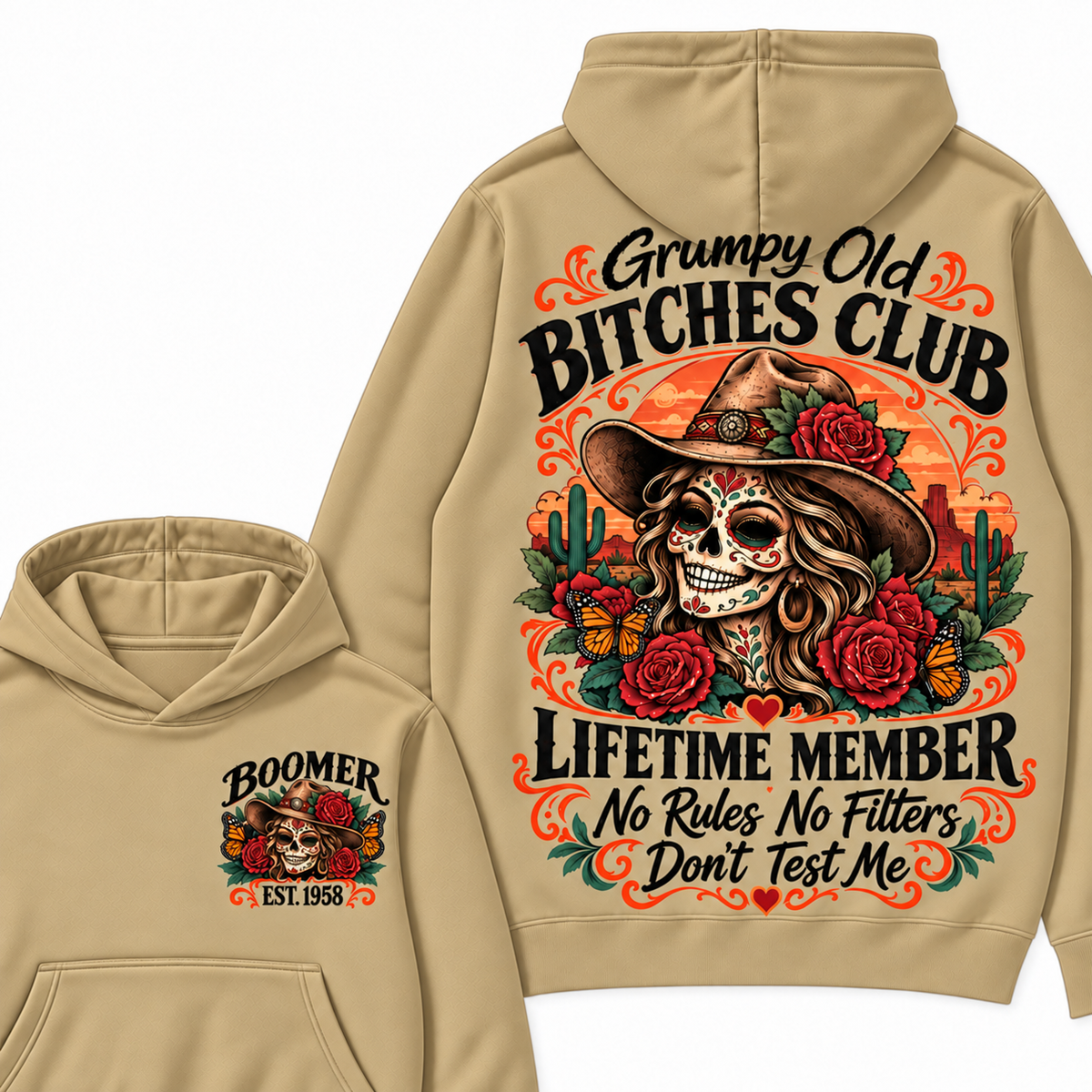 Custom Your Year Grumpy Old Bitches Club Lifetime Member Don't Try Me Hoodies
