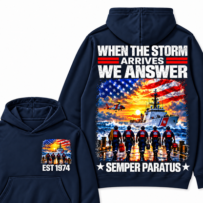 WHEN THE STORM ARRIVES WE ARSWER SEMPER PARATUS Custom Your Birth Year Hoodie