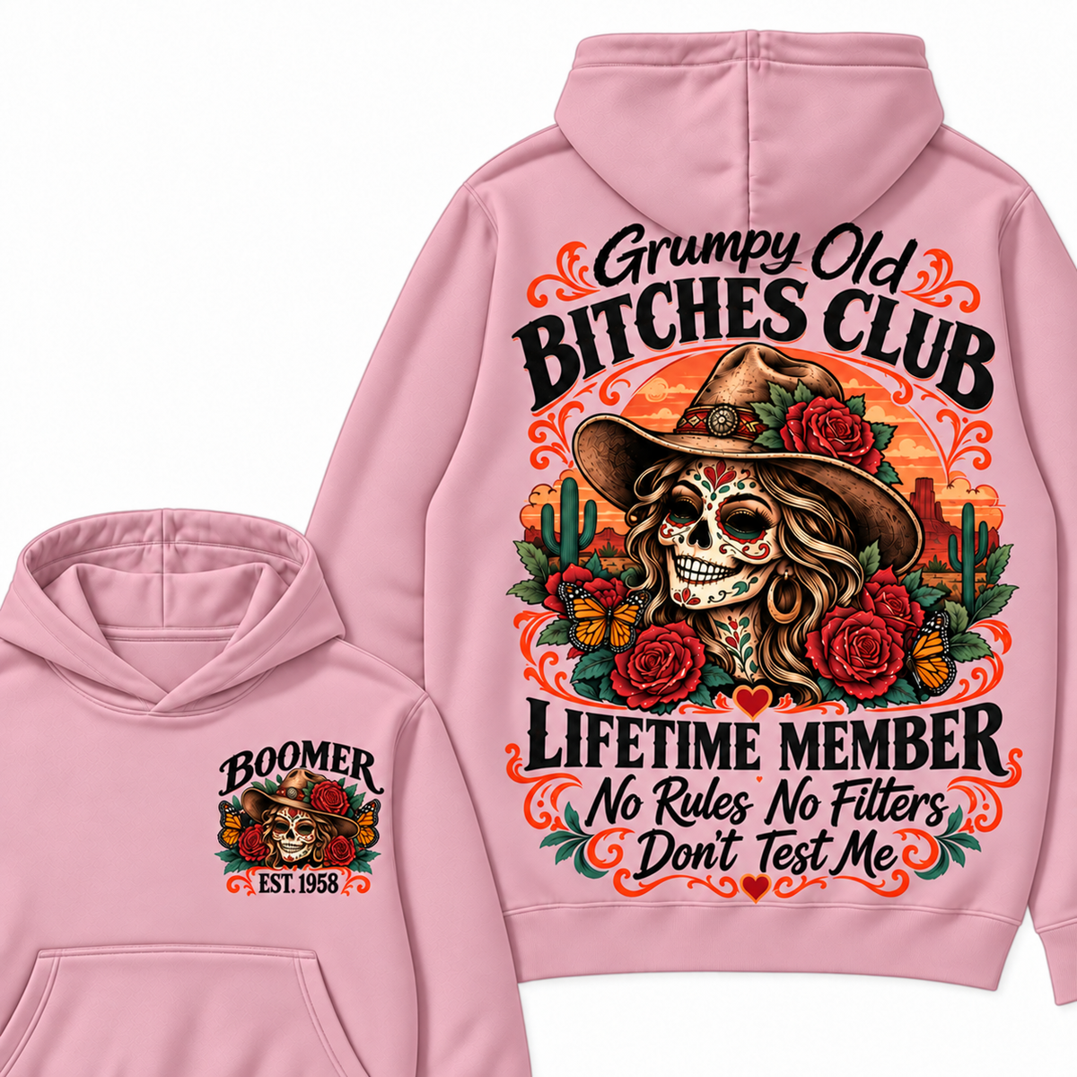 Custom Your Year Grumpy Old Bitches Club Lifetime Member Don't Try Me Hoodies