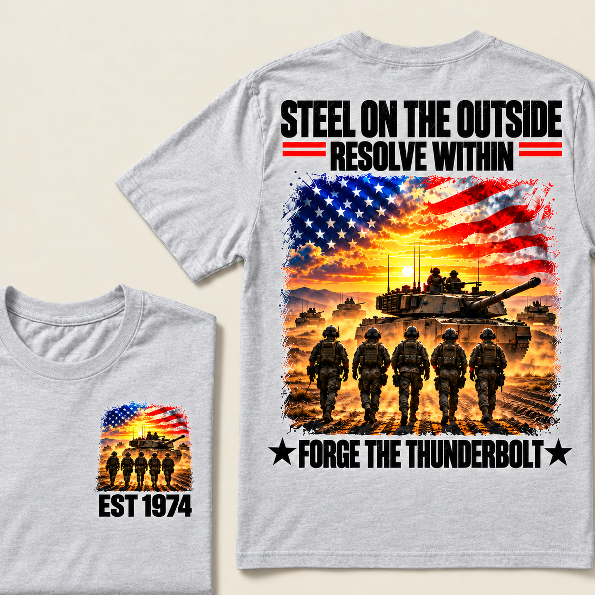 STEEL ON THE OUITSIDE RESOLVE WITHIN FORGE THE THUNDERBOLT Custom Year T-shirt