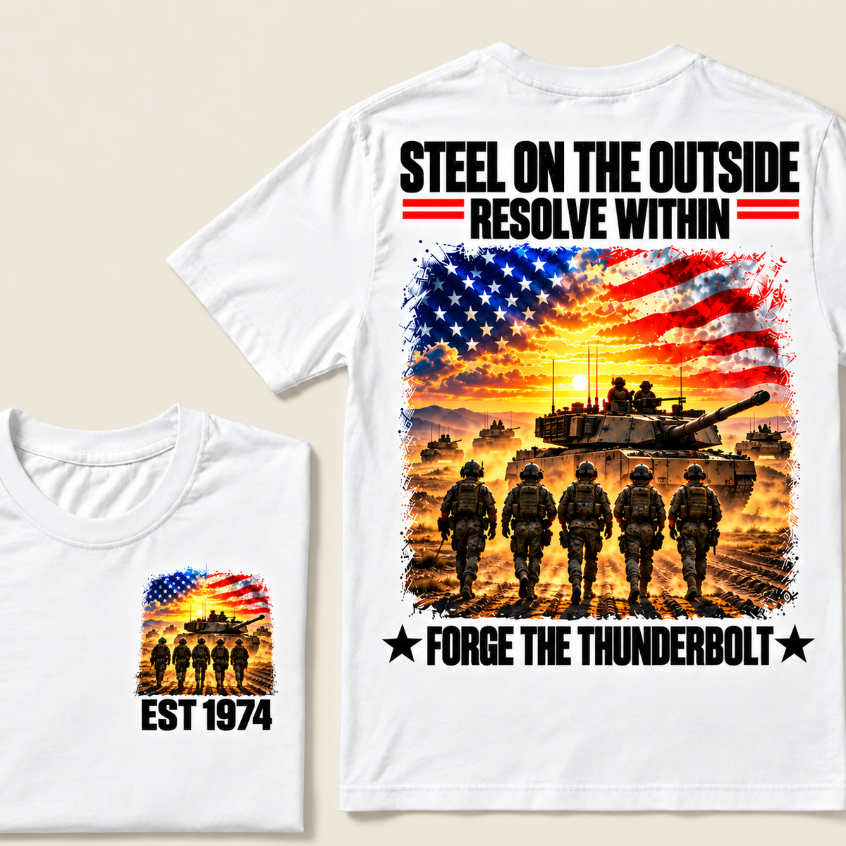 STEEL ON THE OUITSIDE RESOLVE WITHIN FORGE THE THUNDERBOLT Custom Year T-shirt