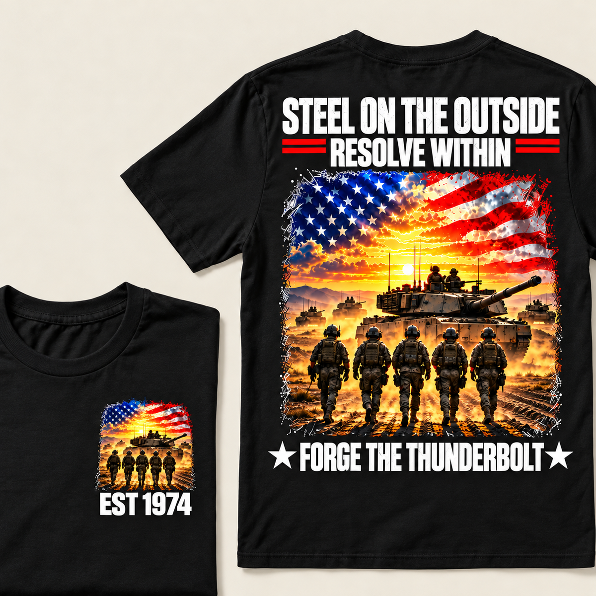 STEEL ON THE OUITSIDE RESOLVE WITHIN FORGE THE THUNDERBOLT Custom Year T-shirt