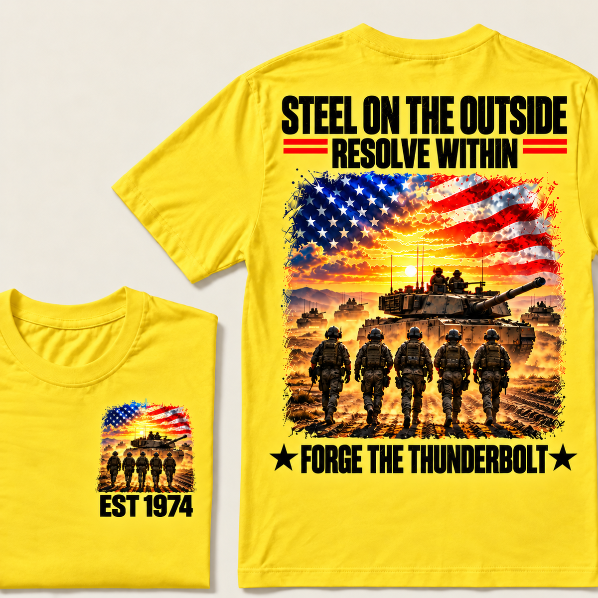 STEEL ON THE OUITSIDE RESOLVE WITHIN FORGE THE THUNDERBOLT Custom Year T-shirt