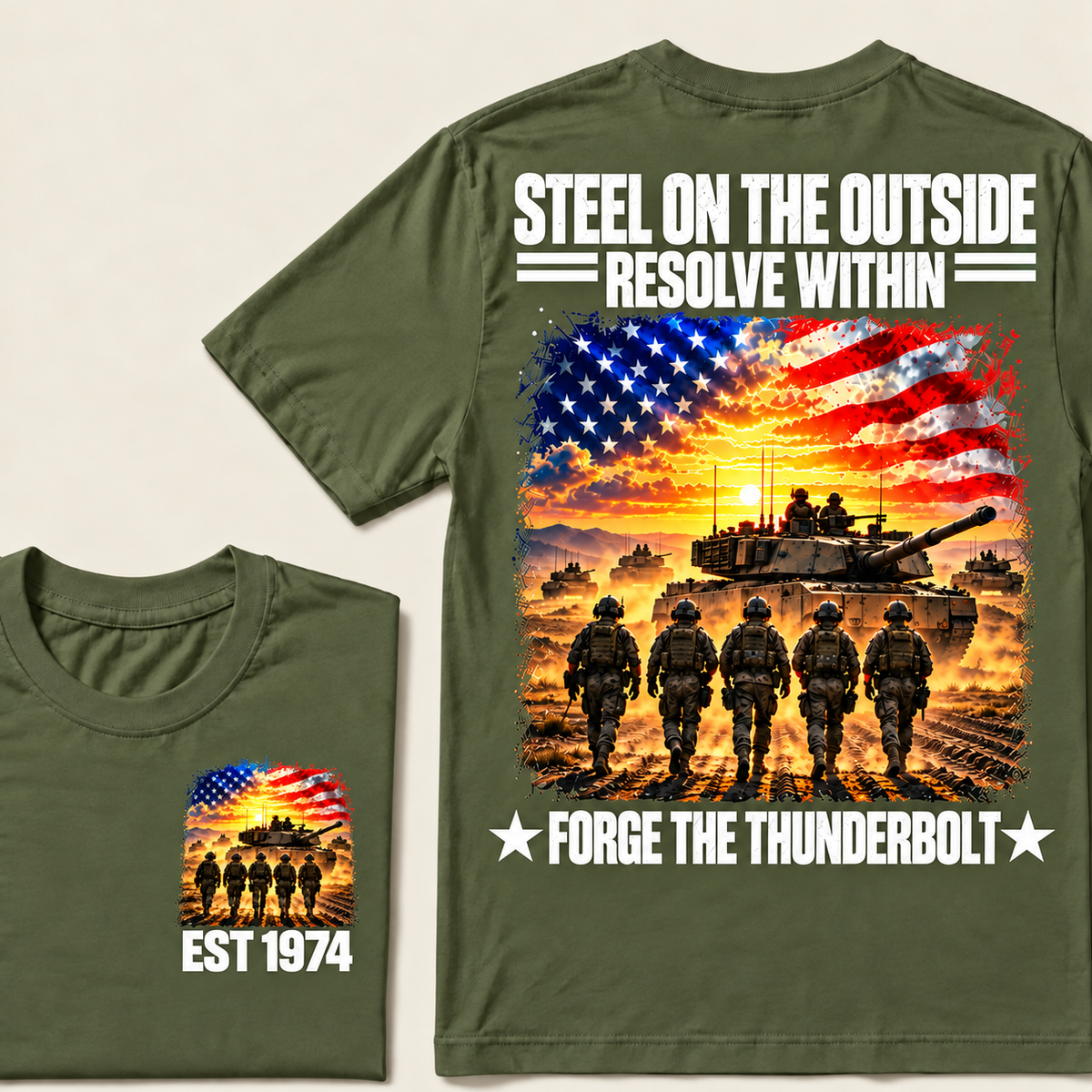 STEEL ON THE OUITSIDE RESOLVE WITHIN FORGE THE THUNDERBOLT Custom Year T-shirt