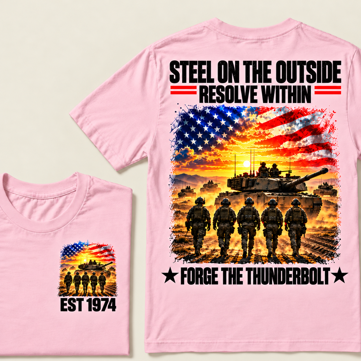 STEEL ON THE OUITSIDE RESOLVE WITHIN FORGE THE THUNDERBOLT Custom Year T-shirt
