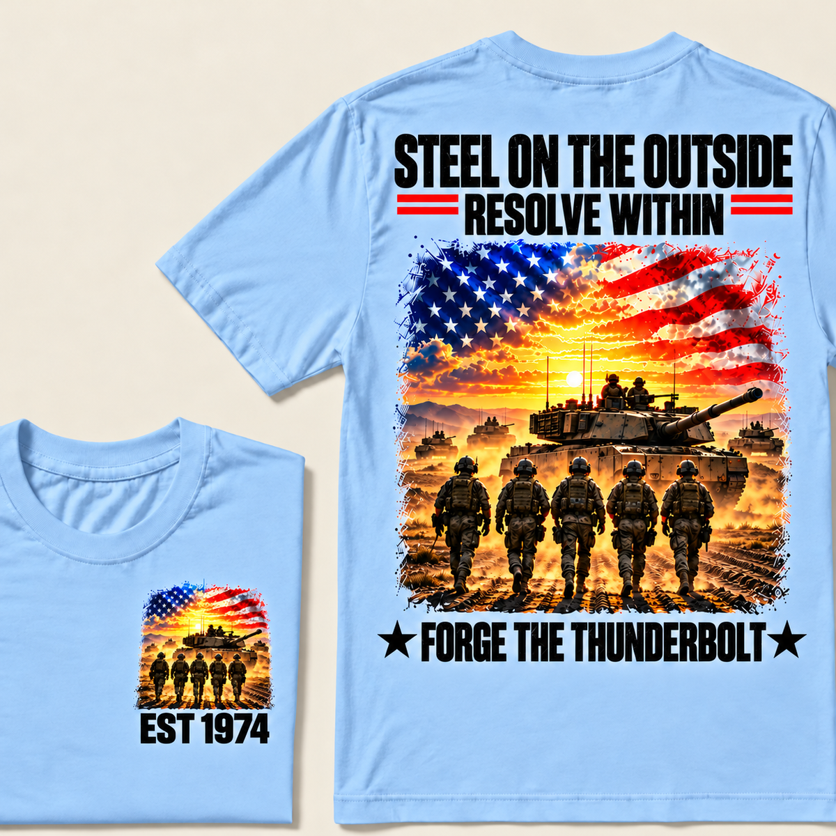 STEEL ON THE OUITSIDE RESOLVE WITHIN FORGE THE THUNDERBOLT Custom Year T-shirt