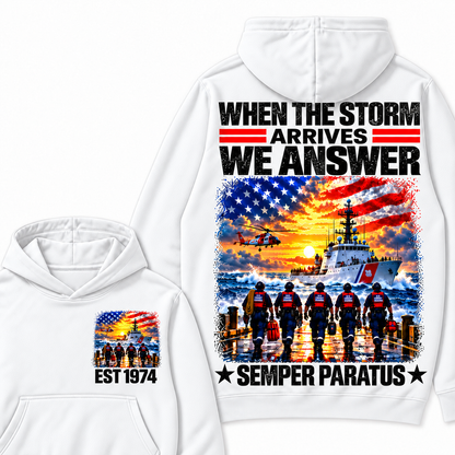 WHEN THE STORM ARRIVES WE ARSWER SEMPER PARATUS Custom Your Birth Year Hoodie