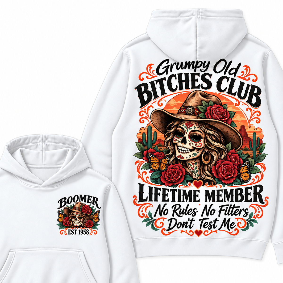 Custom Your Year Grumpy Old Bitches Club Lifetime Member Don't Try Me Hoodies