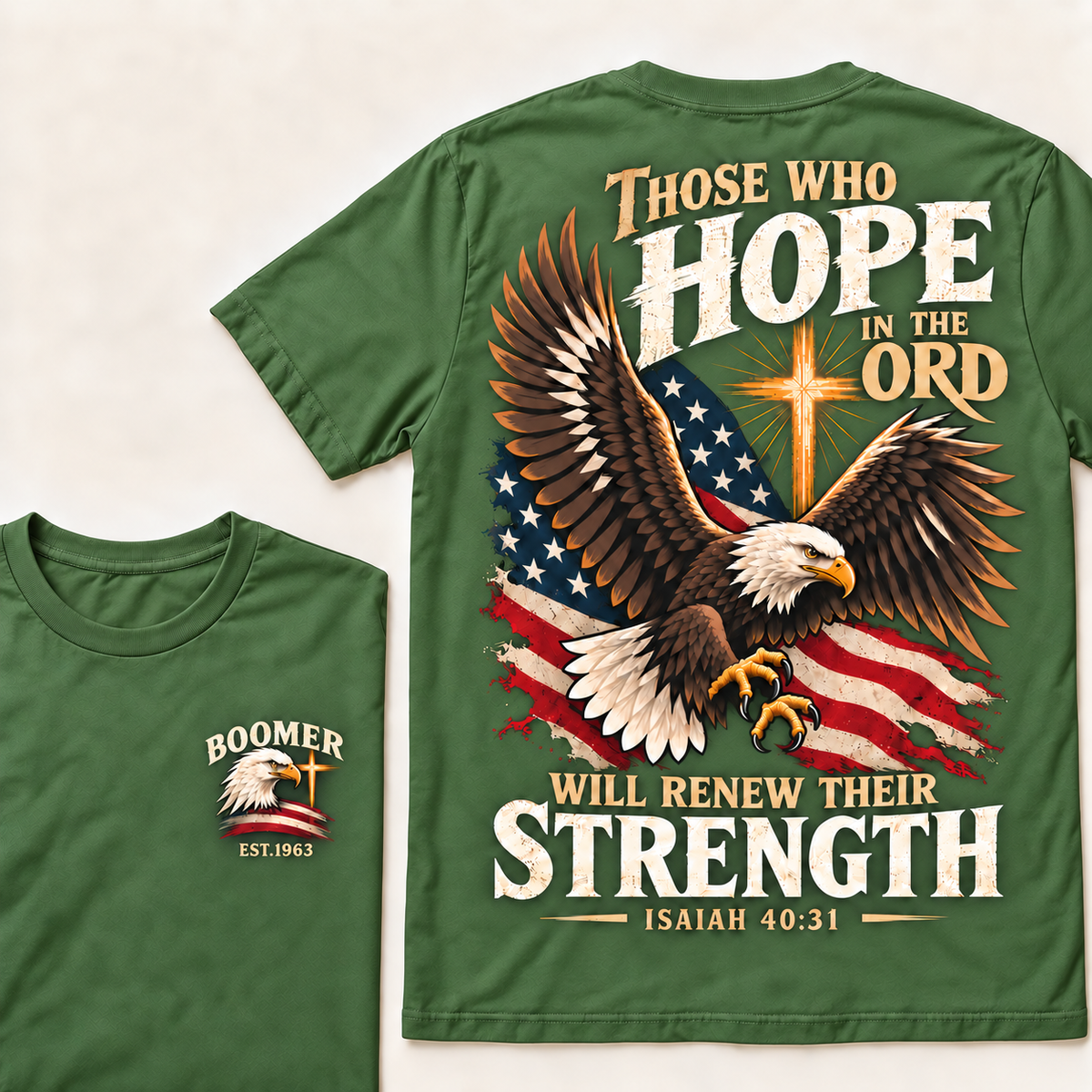 Custom EST.Year Those Who Hope In The Lord Will Renew Their Strength | Isaiah 40:31 T-shirt