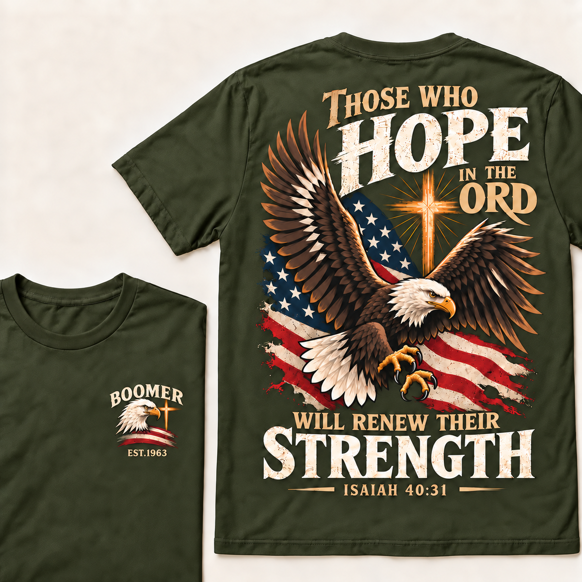 Custom EST.Year Those Who Hope In The Lord Will Renew Their Strength | Isaiah 40:31 T-shirt