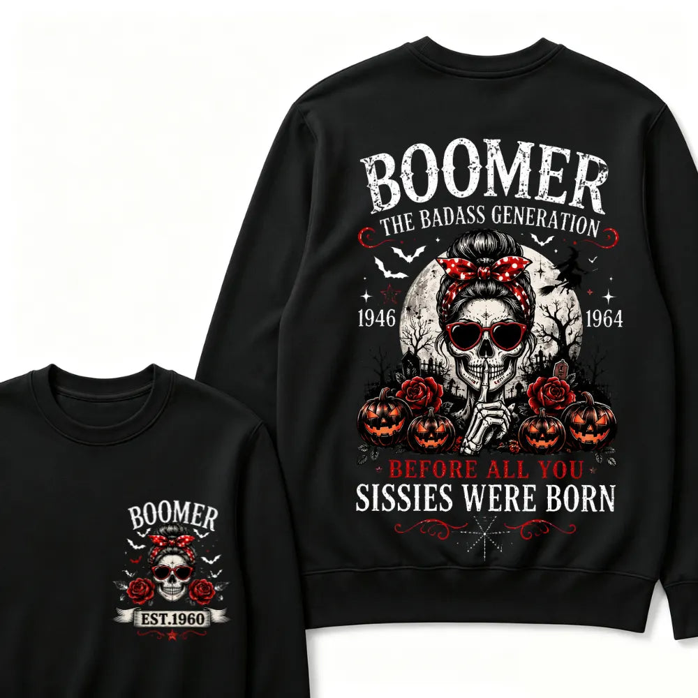 Funny Sweatshirt Custom Est.Year Boomer The Badass Generation 1946 1964 Before All You Sissies Were Born