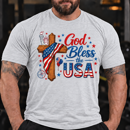 God Bless the USA Patriotic Cross Shirt T-Shirt