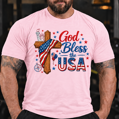 God Bless the USA Patriotic Cross Shirt T-Shirt