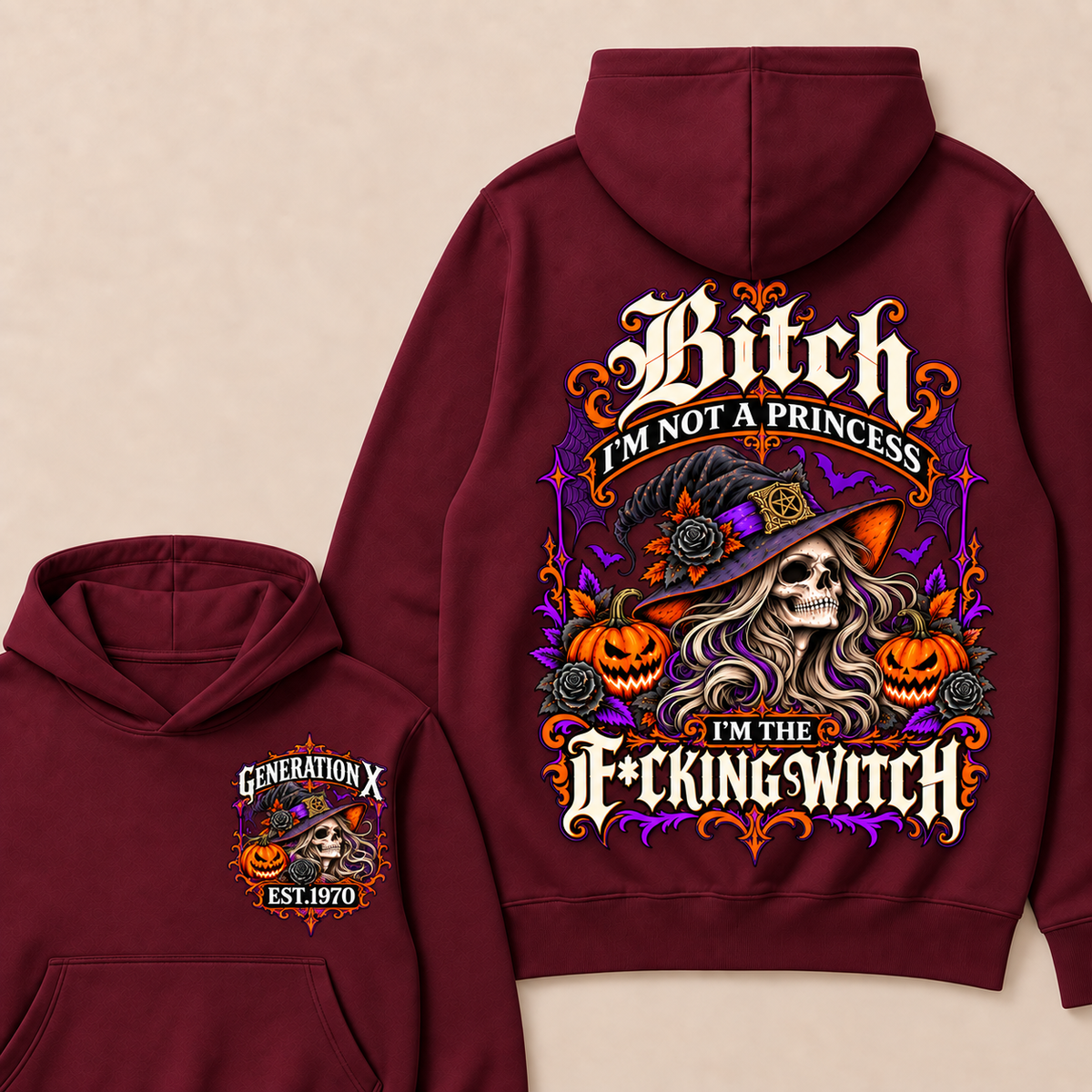 Gen X Witch Queen Custom Birth Year Halloween T-Shirt & Hoodie