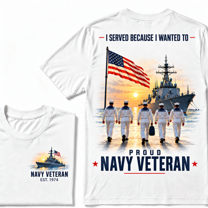 I Served Because I Wanted To Proud Navy Veteran Custom Your Birth Year T-shirt
