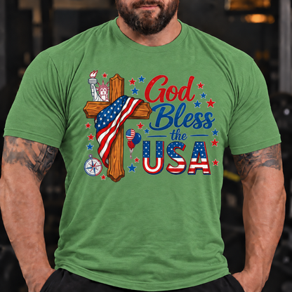 God Bless the USA Patriotic Cross Shirt T-Shirt